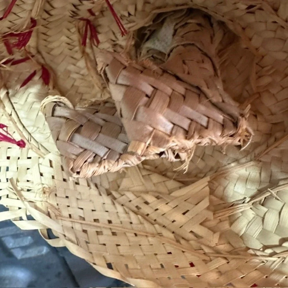 Vintage Jamaica Straw Doll Handmade Folk Art Red Skirt Caribbean Souvenir 9.5